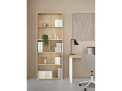 Biblioteca|Dmora Estante Dsposit, Estante de escritório, Estante, Biblioteca, 80x34 h205 cm, Carvalho Castanho