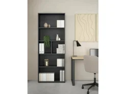 Best Dmora Estante Dsposit, Estante de escritório, Estante, Biblioteca, 80x34 h205 cm, Cinza Cinzento