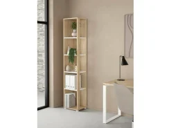 Biblioteca|Dmora Estante Dtalarin, estante de escritório, estante, biblioteca, 41x34 h205 cm, carvalho e branco Castanho