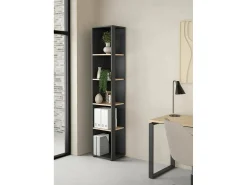 Biblioteca*Dmora Estante Dtalarin, estante de escritório, estante, biblioteca, 41x34 h205 cm, carvalho e cinzento Castanho