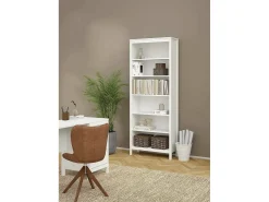 Biblioteca|Dmora Estante Dtamez, estante de escritório, estante, biblioteca, 78x33 h199 cm, branca Branco