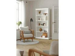 Biblioteca*Dmora Estante Dtaran, Estante de escritório, Estante, Biblioteca, 96x37 h201 cm, Branco