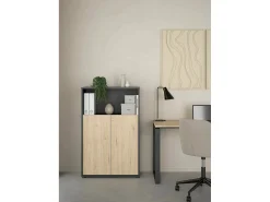 Dmora Estante Dtass, estante de escritório, estante, biblioteca, 80x34 h124 cm, carvalho e cinzento^ Biblioteca