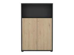 Dmora Estante Dtass, estante de escritório, estante, biblioteca, 80x34 h124 cm, carvalho e cinzento^ Biblioteca