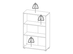 Dmora Estante Dtass, estante de escritório, estante, biblioteca, 80x34 h124 cm, carvalho e cinzento^ Biblioteca
