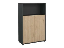Dmora Estante Dtass, estante de escritório, estante, biblioteca, 80x34 h124 cm, carvalho e cinzento^ Biblioteca