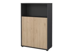 Dmora Estante Dtass, estante de escritório, estante, biblioteca, 80x34 h124 cm, carvalho e cinzento^ Biblioteca