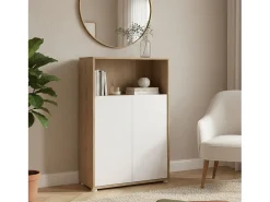 Biblioteca*Dmora Estante Dtass, estante de escritório, estante, biblioteca, 80x34 h124 cm, carvalho e branco Castanho