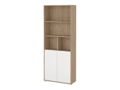 Dmora Estante Dtassot, estante de escritório, estante, biblioteca, 80x34 h205 cm, carvalho e branco^ Biblioteca