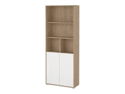 Dmora Estante Dtassot, estante de escritório, estante, biblioteca, 80x34 h205 cm, carvalho e branco^ Biblioteca