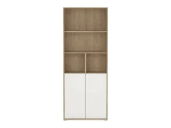 Dmora Estante Dtassot, estante de escritório, estante, biblioteca, 80x34 h205 cm, carvalho e branco^ Biblioteca
