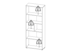 Dmora Estante Dtassot, estante de escritório, estante, biblioteca, 80x34 h205 cm, carvalho e branco^ Biblioteca