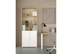 Dmora Estante Dtassot, estante de escritório, estante, biblioteca, 80x34 h205 cm, carvalho e branco^ Biblioteca