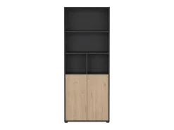 Clearance Dmora Estante Dtassot, estante de escritório, estante, biblioteca, 80x34 h205 cm, carvalho e cinzento Castanho