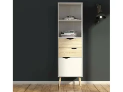 Biblioteca*Dmora Estante Dtean, estante de escritório, estante, biblioteca, 50x39 h171 cm, e carvalho Branco
