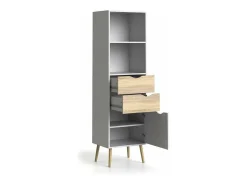 Biblioteca*Dmora Estante Dtean, estante de escritório, estante, biblioteca, 50x39 h171 cm, e carvalho Branco