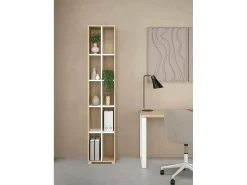 Clearance Dmora Estante Dtedesc, estante de escritório, estante, biblioteca, 41x34 h205 cm, carvalho e branco Castanho