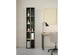 Dmora Estante Dtedesc, estante de escritório, estante, biblioteca, 41x34 h205 cm, carvalho e cinzento^ Biblioteca