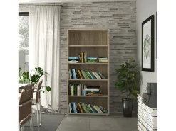 Biblioteca|Dmora Estante Dtedold, estante de escritório, estante, biblioteca, 89x40 h186 cm, carvalho Castanho