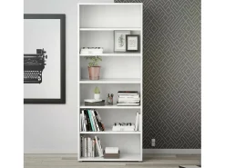 Sale Dmora Estante Dtenton, Estante de escritório, Estante, Biblioteca, 89x40 h222 cm, Branco