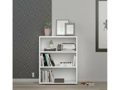 Outlet Dmora Estante Dterlizz, estante de escritório, estante, biblioteca, 89x40 h113 cm, branca Branco