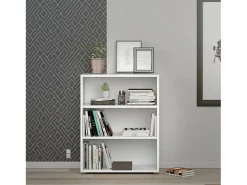 Outlet Dmora Estante Dterlizz, estante de escritório, estante, biblioteca, 89x40 h113 cm, branca Branco