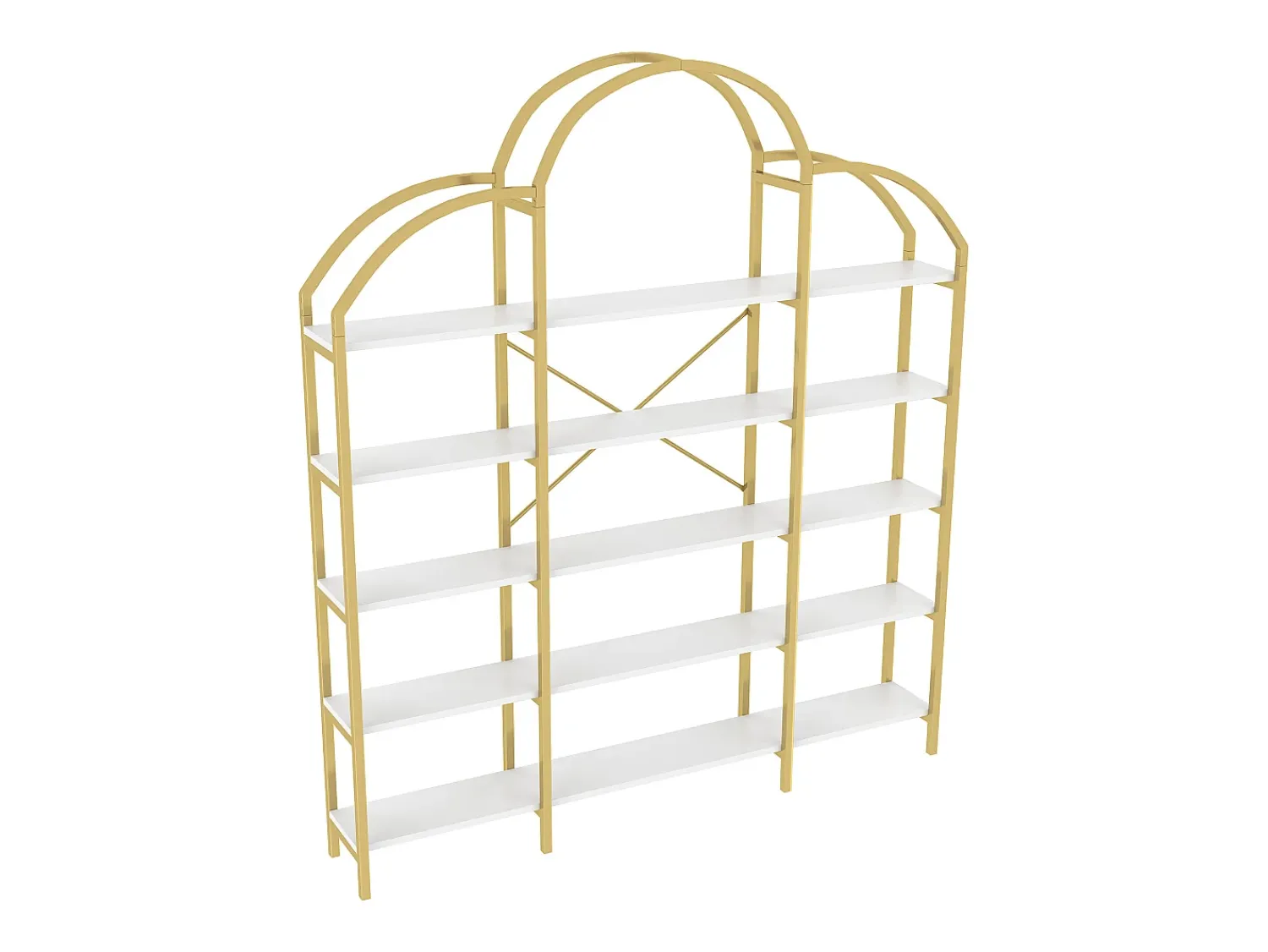 Clearance Hauss Spole Estante em forma de nuvem com 5 prateleiras - MDF e metal - e branco Dourado