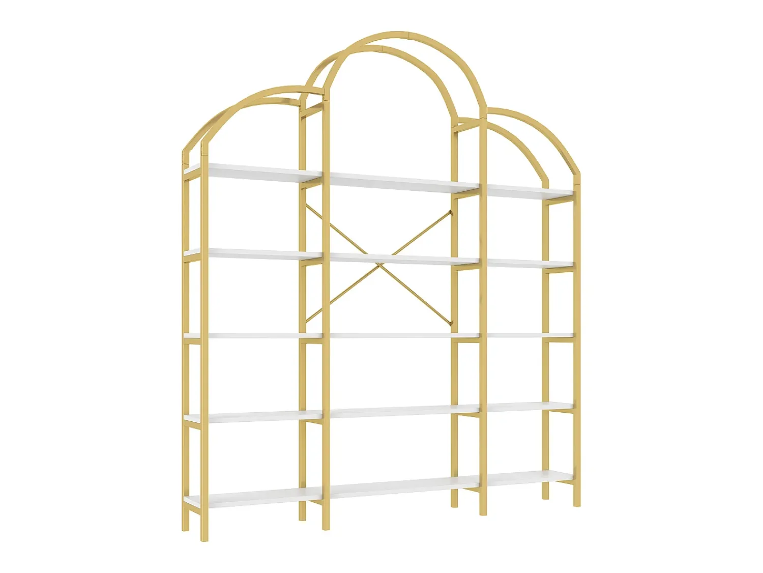 Clearance Hauss Spole Estante em forma de nuvem com 5 prateleiras - MDF e metal - e branco Dourado