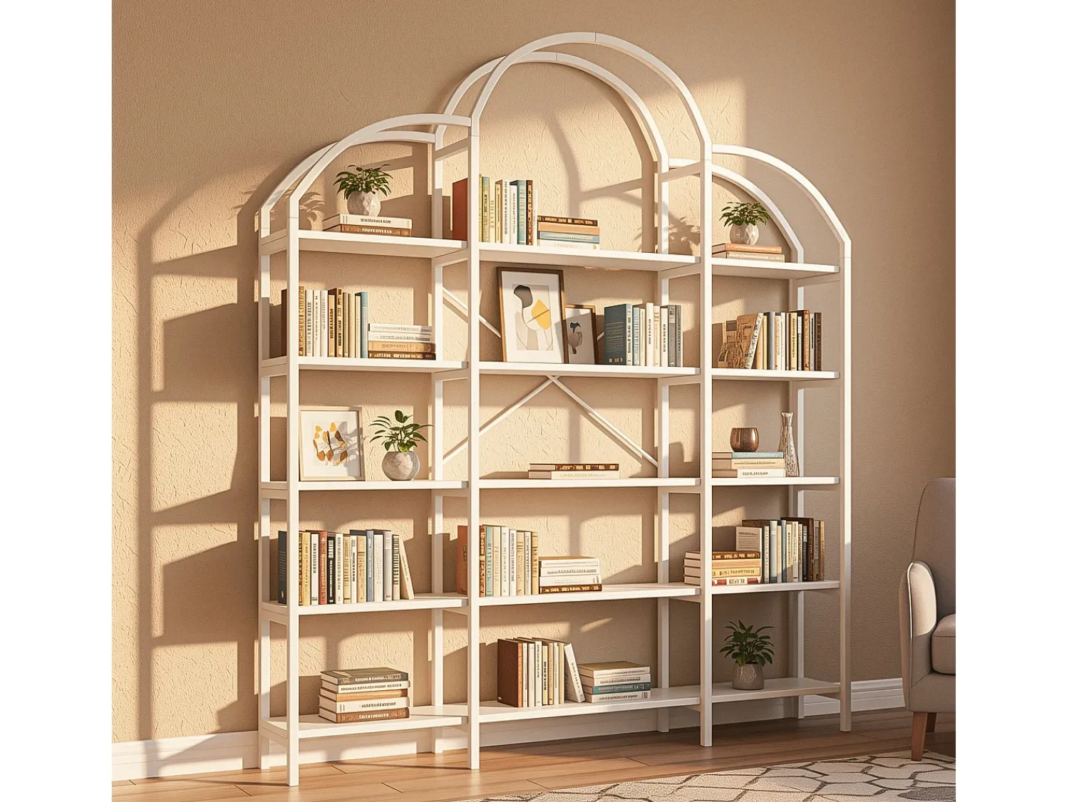 Prateleira*Hauss Spole Estante em forma de nuvem com 5 prateleiras - MDF e metal - Branca Branco