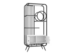 Prateleira*Hauss Spole Estante em metal e MDF - 3 prateleiras e 2 portas - e branco Preto