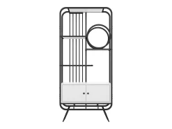 Prateleira*Hauss Spole Estante em metal e MDF - 3 prateleiras e 2 portas - e branco Preto