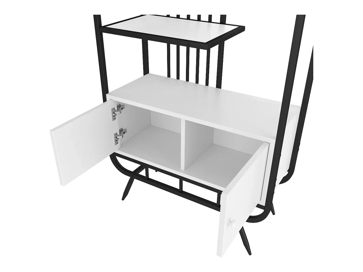 Prateleira*Hauss Spole Estante em metal e MDF - 3 prateleiras e 2 portas - e branco Preto