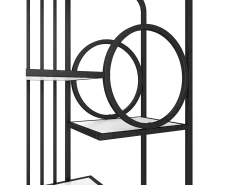 Prateleira*Hauss Spole Estante em metal e MDF - 3 prateleiras e 2 portas - e branco Preto