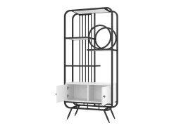 Prateleira*Hauss Spole Estante em metal e MDF - 3 prateleiras e 2 portas - e branco Preto