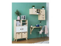 Astigarraga Estante em pinho maciço bruto Dinamic 6 cubos 33x33x33 cm, 105 cm de altura, kit para montar, estilo clássico intemporal^ Prateleira