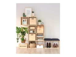 Astigarraga Estante em pinho maciço bruto Dinamic 6 cubos 33x33x33 cm, 105 cm de altura, kit para montar, estilo clássico intemporal^ Prateleira