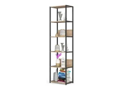 Prateleira*Akord Estante estilo loft com prateleiras de madeira 50 cm Preto, Carvalho Sonoma 50x32x192 cm Preto / Natural claro
