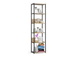 Prateleira*Akord Estante estilo loft com prateleiras de madeira 50 cm Preto, Carvalho Sonoma 50x32x192 cm Preto / Natural claro
