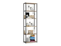 Prateleira*Akord Estante estilo loft com prateleiras de madeira 60 cm Preto, Carvalho Sonoma 60x32x192 cm Preto / Natural claro