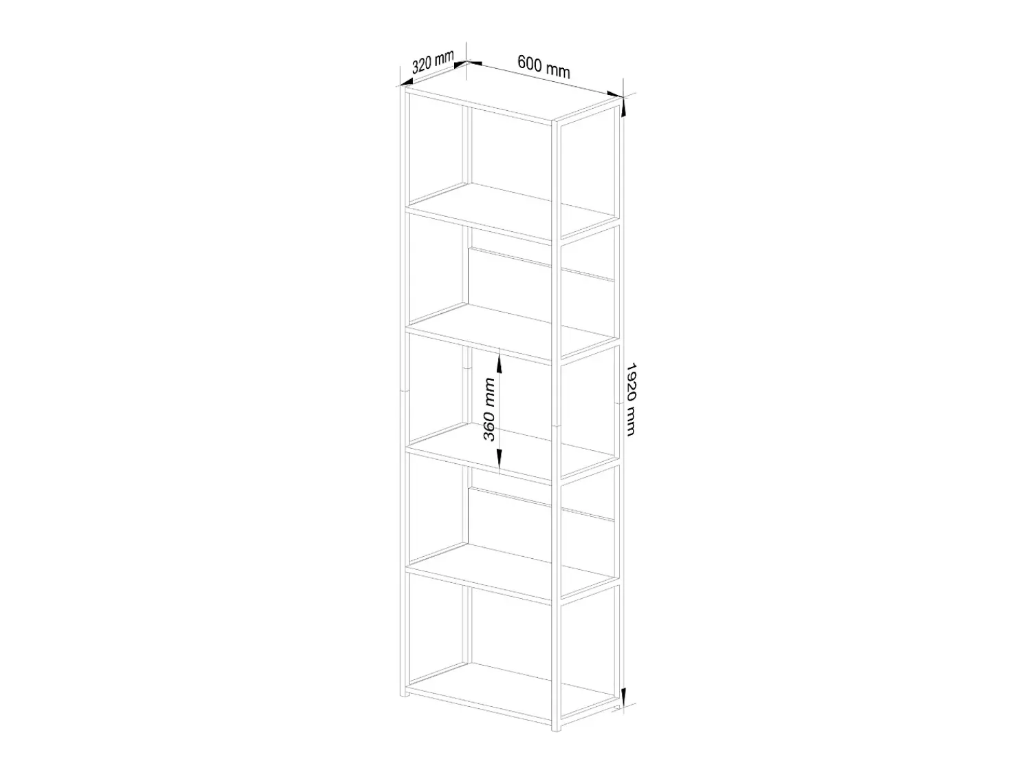 Prateleira*Akord Estante estilo loft com prateleiras de madeira 60 cm Preto, Carvalho Sonoma 60x32x192 cm Preto / Natural claro
