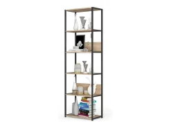 Prateleira*Akord Estante estilo loft com prateleiras de madeira 60 cm Preto, Carvalho Sonoma 60x32x192 cm Preto / Natural claro