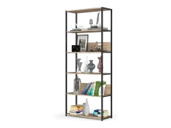 Akord Estante estilo loft com prateleiras de madeira 80 cm Preto, Carvalho Sonoma 80x32x192 cm^ Prateleira
