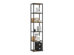 Outlet Akord Estante estilo loft com prateleiras de madeira 40 cm Preto, Carvalho Craft 40x32x192 cm Preto / Natural claro