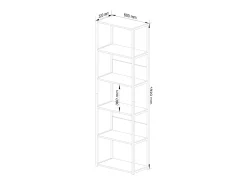 Akord Estante estilo loft com prateleiras de madeira 60 cm Preto, Carvalho Craft 60x32x192 cm^ Prateleira