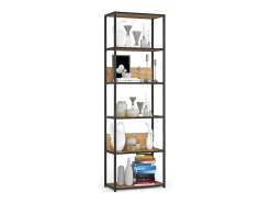 Akord Estante estilo loft com prateleiras de madeira 60 cm Preto, Carvalho Craft 60x32x192 cm^ Prateleira