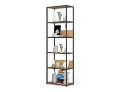 Akord Estante estilo loft com prateleiras de madeira 60 cm Preto, Carvalho Craft 60x32x192 cm^ Prateleira