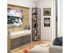 Prateleira|Akord Estante estilo loft com prateleiras de madeira 50 cm Preto, Carvalho Artisan 50x32x192 cm Preto / Natural claro
