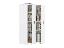 Biblioteca|Merax Estante extensível sobre rodas - 51,5 x 41 x 158 cm - intercambiável esquerda e direita - MDF - Branco