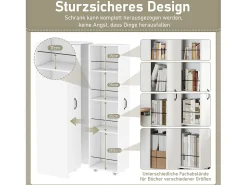 Biblioteca|Merax Estante extensível sobre rodas - 51,5 x 41 x 158 cm - intercambiável esquerda e direita - MDF - Branco