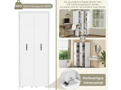 Biblioteca|Merax Estante extensível sobre rodas - 51,5 x 41 x 158 cm - intercambiável esquerda e direita - MDF - Branco